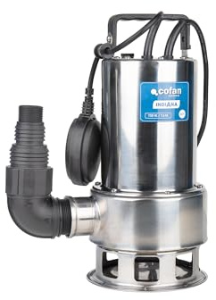 Cofan Bomba sumergible de aguas sucias | Potencia: 750 W | Caudal máximo 13000 l/h | Acero inoxidable | Cable de 10 m