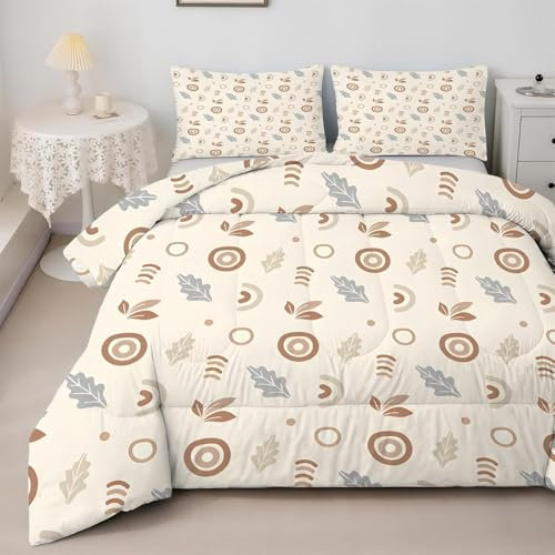 Bettdecke 200x220 Ohne Bezug Nutzbar, Blumen Blattdrucke Bettdecken Waschbar Ganzjahresdecke Einfachheit 4 Jahreszeiten Steppdecke, Bettzeug Microfaser mit 2 Kissenbezug für Sommer Winter Doppelbett