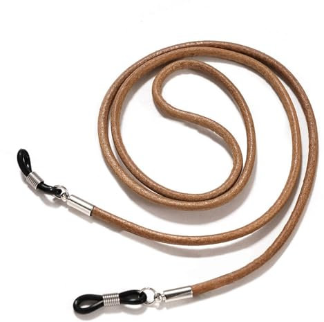 WJIAYAO Brillenband Lesebrillenkette for Herren, 70 cm, PU-Leder, Sonnenbrillen-Lanyard, Halskette, Brillenkette, Brillenkordel, Vintage-Dekor, Accessoire(Brown)