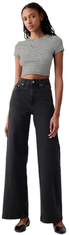 GAP Womens HIgh Rise Stride Denim Washed Black 34 Reg