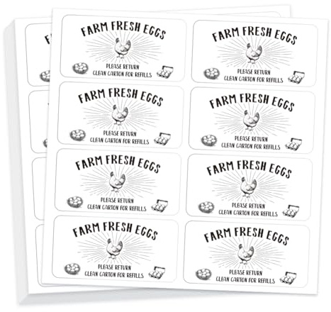 GOMAKERER 160 Pcs Egg Carton Labels, Farm Fresh Eggs Stickers PET Adhesive Eggs Packaging Sticker Reminder Sticker for Returning Egg Carton for Box Container Farm Supplies, 5x10cm