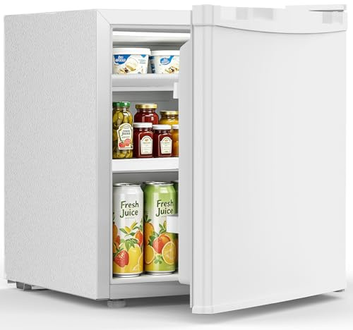 Antarctic Star Mini Fridge with Freezer, Rated 1.6 cu.ft, Small Upright Refrigerator with Removable Shelves, 7 Adjustable Thermostat, Low Noise for Bedroom/Apartment/Office,White