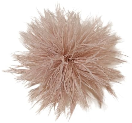Aniyan Damen Federbrosche 8-10 cm – Natürliche Straußenfeder Ansteckbrosche, Handgemachte Feder Blume Brosche für Hochzeit, Party, Kostüm, Hut & Kleid Accessoire, Khaki