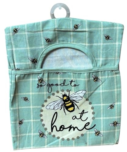 On Trend 100% Cotton Peg Bag with Double Hanging Hook (30 x 33 cm) (Bee at Home)