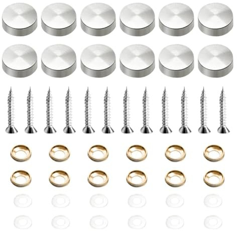 24 Pcs Screw Covers Caps, 16mm Diameter, Stainless Steel Mirror Screws Decorative Caps Cover Nails, Mirror Screws Fasteners for Sign Advertising Hardware Construction, Silver