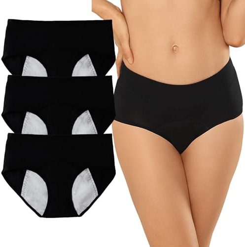 RUNYA Perioden Unterwäsche Unterhosen Damen Baumwolle Slip Postpartum Menstruation Unterwäsche 5er Pack…