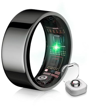 IUHFSIFS 6.0 Smart Ring & Inklusive Ladefach【Branchen Nr.1 – 0 Messfehler】 2025 Fitness Tracker für Sleep Tracking Wearable, SpO2, Smartring für Android & iOS Black 9#