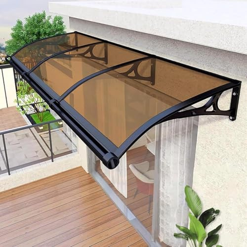 Auvent De Porte De Fenêtre, Marquise De Porte D’Entrée en Polycarbonate, Protection Contre Pluie Et UV, Auvents Extérieurs pour Porche/Patio/terrasse(D,100x200cm/39x79in)
