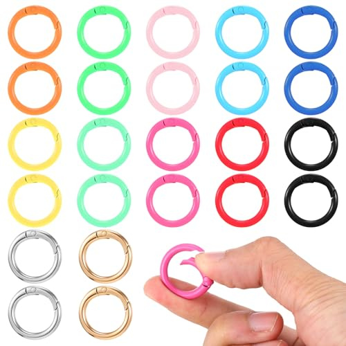LIQWEI 24 Stück Karabiner Rund, 24mm Schlüsselanhänger Ringe | Edelstahl Federverschluss DIY Schlüsselanhänger Zubehö für Schlüssel Halsketten Armbänder Ohrringe Ornamente und DIY-Kunst