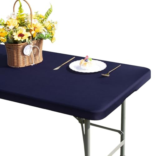 GORGECRAFT Mantel Rectangular de 120x75cm Picnic Impermeable Elástico Apto Mesas Plegables de (60) cm Fundas Lavables de Poliéster Azul Marino Tela Ajustable Interiores Exteriores Camping.