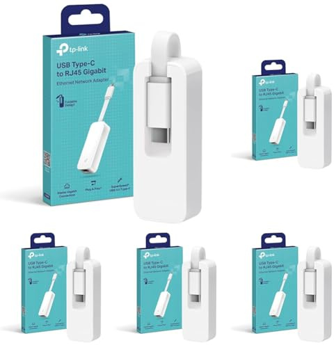 TP-Link USB C Ethernet Adapter 1000Mbps, USB C LAN Adapter Netzwerkadapter Kompatibel mit iPhone 17, iPad, MacBook, Windows, Galaxy S25, Faltbar und tragba (UE300C) (Packung mit 5)