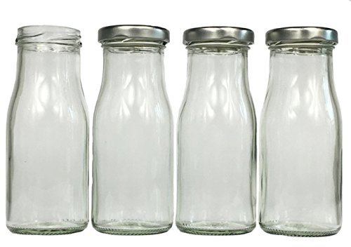 hocz Glasflaschen Set mit Schraubverschluss Silber | 24 teilig | Füllmenge 150 ml | Epical Saftflaschen Setzen Sie ganz einfach Ihr eigenes Öl Schnäpse und Liköre an