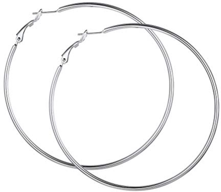 PROSTEEL Créoles Femme en Acier Inoxydable/Plaqué Or Boucles d'Oreilles Grands Anneaux de 20/30/50/60/70/80/90/100 mm, Women's Hoop Earrings