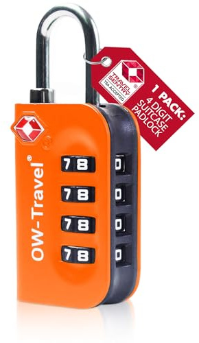 OW-Travel TSA Kofferschloss für Flugreisen, 4-stellig, Orange 1 Stück, USA | TSA Schloss für Koffer und Reisegepäck, Koffer Schloss für USA-Reisen, Rucksack, Taschen, Reisekoffer, Spind und TSA Lock USA