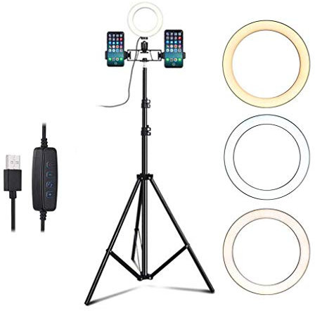 AOHMG 6'' Luce ad Anello a Treppiedi e Supporto, Selfie Lampada Anulare Ring Light Lampada Anulare 5, per Il Video di Youtube/Fotografia Compatibile,6''