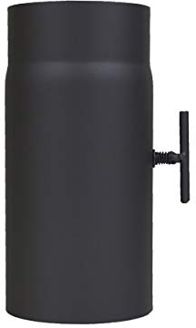 LANZZAS - Tubo para chimenea de 250 mm con válvula de estrangulación, de 120 mm de diámetro (DN Ø), color: negro metálico - encuentre más tubos en nuestra gama, aquí.