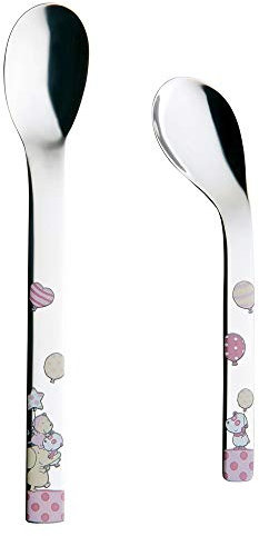 Set 2 cuillères à soupe papilleras acier inoxydable. 18/10 animaux enfants Puresigns émaille dos lisse rose - personnalisable - ENREGISTREMENT INCLUS DANS LE PRIX
