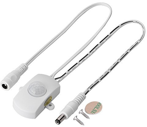 Interruptor de luz con Detector de Sensor de Movimiento 6V-24V, Interruptor de Sensor PIR de 5A 12V con Tiempo de retardo Ajustable, para iluminación LED, Detector de Sensor(Blanco)