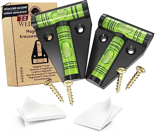 WEIDEBACH® 2x Robuste Wasserwaage klein, Magnetische Mini Wasserwaage schwarz, Kleine Wasserwaage bruchsicher, Camping Wasserwaage, Wasserwaage Wohnmobil, Wasserwaage Wohnwagen, Kreuzwasserwaage