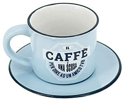 Tazzina da caffè in gres porcellanato personalizzata con piattino - Amico