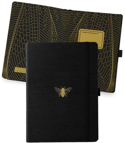 Dingbats* - Pro B5 Großes Notizbuch Liniert - Journal Mit Schwarzem Textilcover, Fadenheftung Für Arbeit, Reisen - Elastischer Verschluss, Stifthalter