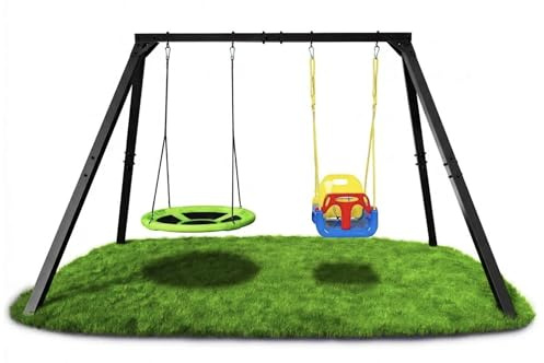 K-Sport: Doppelschaukel Gestell (Metall) I 1x Set-Schaukel 1x Nestschaukeln im Set erhalten I Schaukelgestell bis 300kg belastbar I Outdoor Schaukel I Schaukelgerüst inkl. Bodenanker I Made in EU