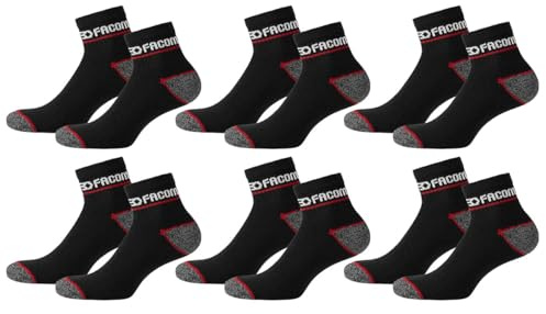 FACOM Calcetines Hombre Trabajo resistente, calcetines bajos, duradero, tacones y puntas reforzados (lote de 6)