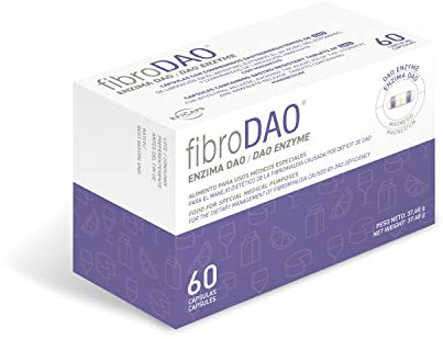 fibroDAO - for The Dietary Management of Fibromyalgia Caused by DAO Deficiency/Histamine Intolerance - 60 Capsules EFICAPS with Gastroresistant Tablets - DAO Enzyme and Magnesium