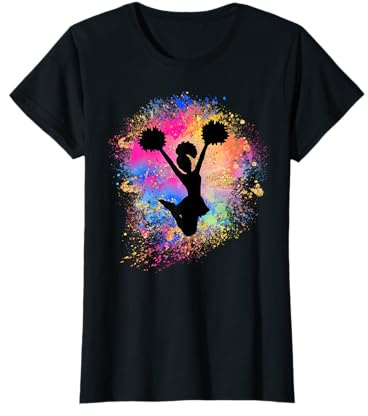 Mädchen Regenbogen Cheerleading Silhouette Weiblich Cheerleader T-Shirt