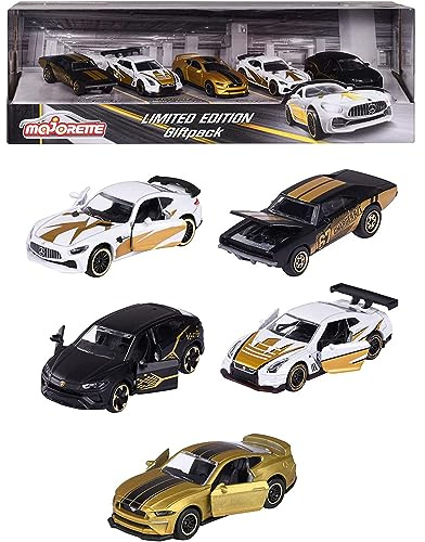 Majorette - Limited Edition 9 Geschenk-Set - 5 kleine Modellautos in Gold-Optik,für Kinder ab 3 Jahren,Spielzeugautos mit Freilauf und Federung,2 exklusiven Auto-Modellen, 212054031