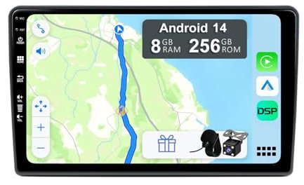 YUNTX [8GB+256GB] Android 14 Autoradio für FIAT Ducato/Peugeot Boxer/Citroen Jumper(2006-2022)-[Integriertes CarPlay/Android Auto/DSP/GPS]-9”IPS 2.5D-CAM+MIC-DAB/Mirror Link/Bluetooth 5.0/360 Kamera
