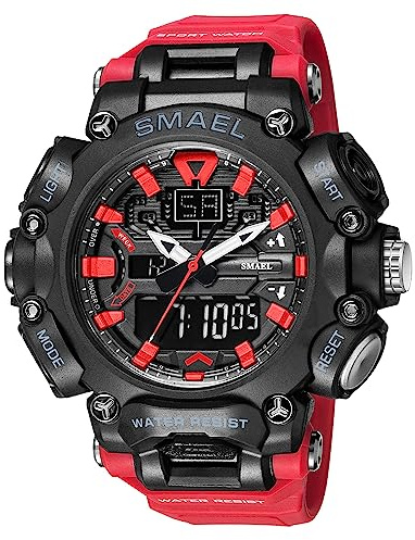 SMAEL 8053 Orologio sportivo digitale da uomo con design elegante, funzioni multifunzionali e cronometraggio affidabile (rosso), Rosso, Moderno