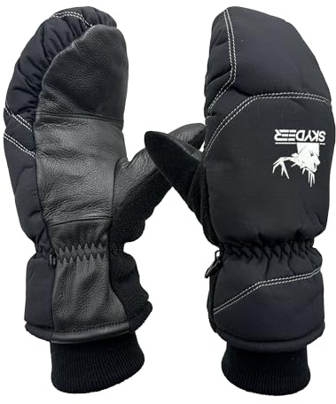 SKYDEER Mittens for Men and Women, Winter Gloves with Deerskin Leather and 150G 3M Thinsulate Insulation for Skiing Running Driving Cycling Hiking Biking Outdoor Sports Daily Work (SD8753M/M)