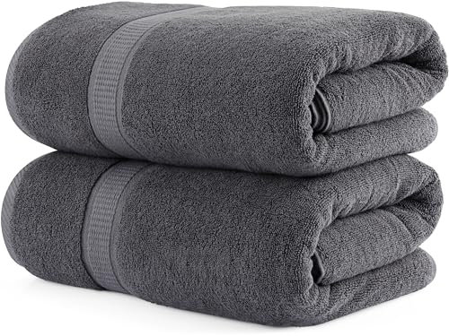 Utopia Towels - 2er Pack Saunatücher 80x200 cm Saunahandtuch 100% Baumwolle mit Aufhängeschlaufe, große Badetücher, saugfähige XXL Handtücher (Grau)