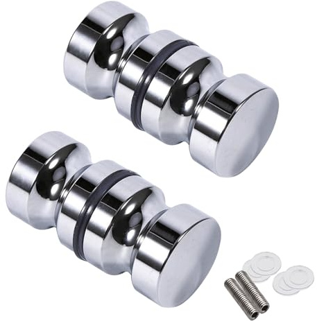 Yuaaoh Duschtürknopf für Glastür 2 Stück Duschtür Griff Beidseitig Griff aus Aluminiumlegierung Poliertes Schiebetürknauf Knopf für Duschtür 6-18mm für Bad, Küche und Büro (Aluminium-Legierung)