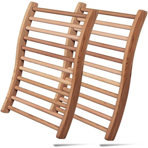 Foxyoo Canadian Red Cedar Sauna Rückenlehne, Ergonomische S-förmige Rückenlehne, Sauna-Zubehör für jede Fass- oder Infrarotsauna (2er-Pack)
