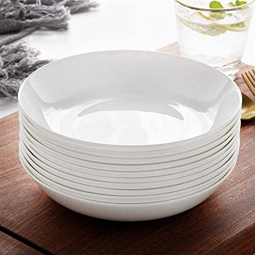 KOHARA Exquisite Dual-Purpose Dinner Plate,6 inch -10.5 inch White Bone China Plate Dish Home deep Mouth Pure White Ceramic Dinner Plate-9 inch disc (Color : 8 inch Disc)