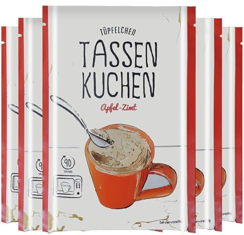 Tassenkuchen Apfel-Zimt von Tüpfelchen 5er Pack, Backmischung für die Mikrowelle (5x60g)