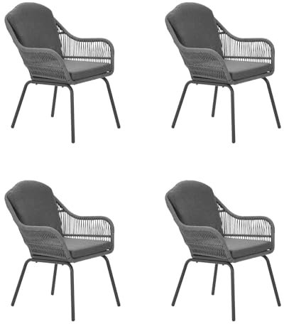 Garden Impressions 4 x Outdoor Terrassenstuhl Triton grau, Aluminium Rope
