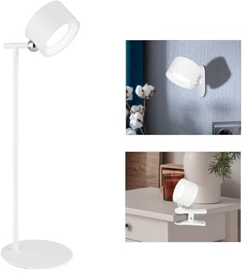 bmf-versand® Tischlampe Kabellos mit Akku LED - 4in1 Tischleuchte Wandleuchte Klemmleuchte Dimmbar ohne Kabel - Touchdimmer Farbwechsel - Wandlampe ohne Stromanschluss weiß