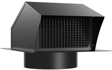 Roof Vent Cap 12 Inch Removable Rooftop Black Exhaust Iron Vent Cap with Damper for Ventilation System