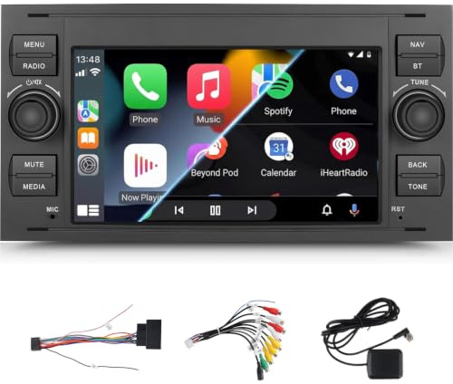 SIXWIN 4+64G Android 15 Autoradio für Ford Fiesta Transit C/S-MAX Galaxy Mk2 Connect mit Carplay/Android Auto/Mirrorlink,7'' Touchscreen mit WiFi GPS Bluetooth 5.0 FM RDS 32EQ Lenkradbedienung