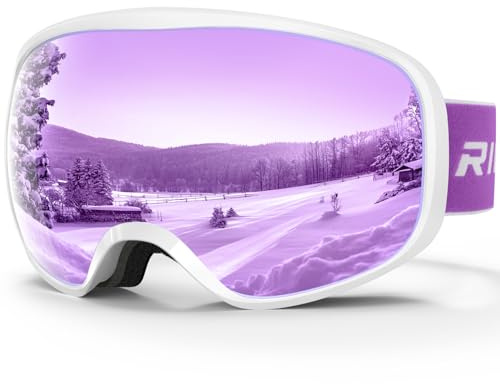 RIOROO Skidglasögon, snowboardglasögon för glasögonbärare män kvinnor vuxna ungdomar dubbelobjektiv 105 % UV-skydd kompatibel hjälm antidimma skidglasögon för skidåkning motorcykel cykel