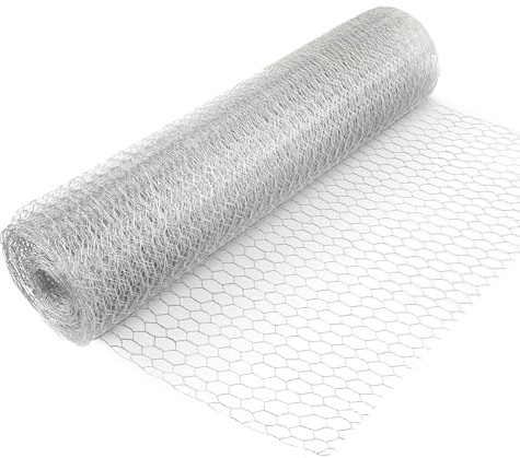 Wiltec Rete metallica per recinzione, voliere, gabbie, rete zincata 1 x 5 m, maglia esagonale da 25 mm, in acciaio zincato, resistente alle intemperie