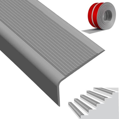 Vinyl-Anti-Rutsch-Treppenkante, Selbstklebend PVC Kunststoff Treppen-Kantenschutz, Stufen-Kantenprofil Aus PVC Gummi, Antirutsch Treppenkantenschutz Aus Kunststoff PVC, Für Außen-und Innentreppen(Widt