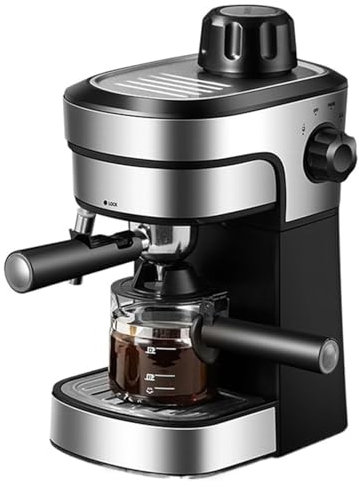 TsoLay Cafetera, cafetera Espresso de Acero Inoxidable con Perilla de Control Ajustable y Bandeja de Goteo, función de Espuma de Leche, Bomba de presión de 3,5 Bar, para el hogar