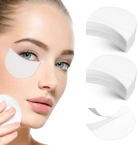 JJUNW 100 Pcs Eyeshadow Shields, Lint Free Eyeshadow Shield Gel Pad Patches, Prevent Makeup Residue for Eyelash Extensions, Eyeliner, Lip and Tinting Makeup(100Pcs)