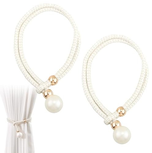 KOZOY Vorhang Raffhalter, 2 Stück Beige Vorhang Raffhalter Handgewebt aus Baumwolle, Gardinenhalter Seil Raffbänder, Vorhangbänder ohne Bohren, Curtain Rope Buckle für Wohnzimmer Schlafzimmer Balkon