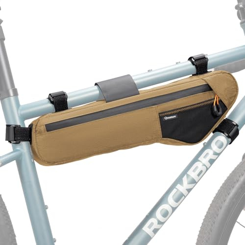 Bikepacking Rahmentasche Fahrradtasche Gravelbike Kompatibel mit Trinkblase | 3,5 L Abriebfest und kratzfest, Fahrradtasche für Gravelbike MTB Rennrad Khaki