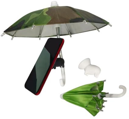 DFXIU Green Phone Umbrella Sun Shade 2 Sets Phone Umbrella for Sun with Suction Cup, Smartphone Sunshade Cover, Universal Adjustable Sun Shade Cover (Camouflage Green/Green)